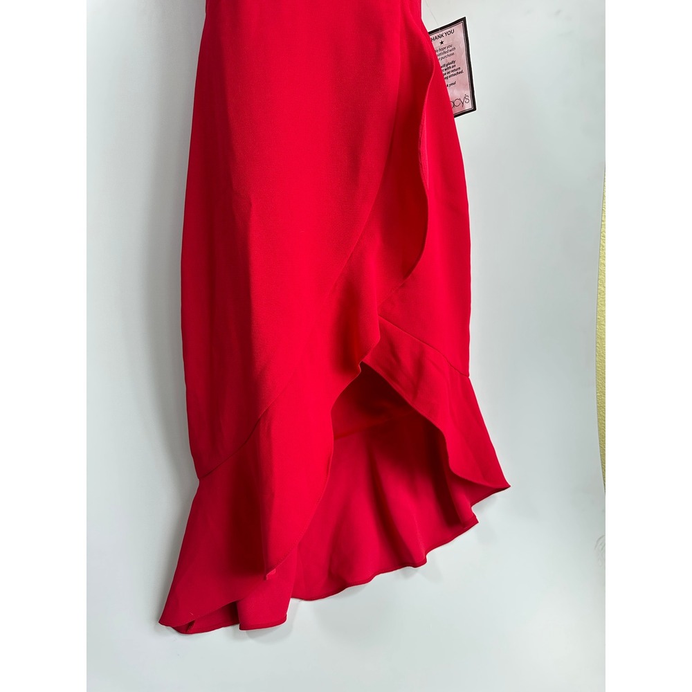 Xscape Red Asymmetrical Ruffle Cocktail Dress Party Glam Date Night Size 10 NWT‎ - Picture 8 of 15